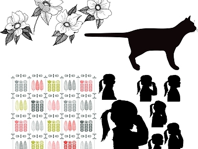 其他图库 花纹 人物 贴图 扁平 线稿