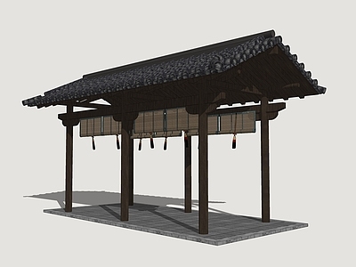 中式古建亭子 古风连廊 古代廊架 园林景廊 古代影视建筑