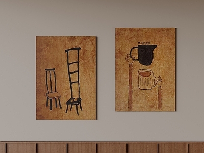 中古风挂画组合 侘寂风复古装饰画 中古风小众挂画