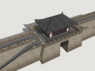 中式古建古建筑 汉风城门楼 古城门 汉代城门