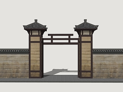 中式入口大门 汉风牌楼门楼 汉风商业建筑 古代建筑大门