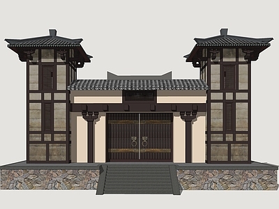 中式古建古建筑 汉风商业建筑 汉风牌楼门楼 汉代建筑大门 古代影视城门楼