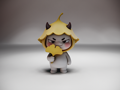 雕塑摆件 卡通俏皮恶魔摆件 银杏兜帽小恶魔 坏笑银杏潮玩 小角银杏妖怪盲盒 Q版恶魔手办