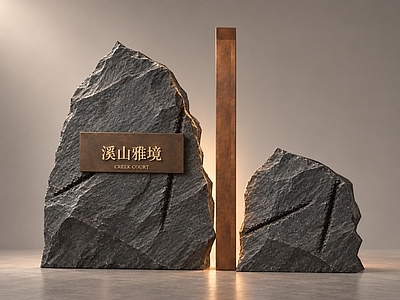 新中式景墙 现代石铜景墙 郊野公园 双岩入口标识