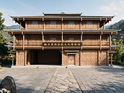 中式古建博物馆 公共建筑 文化建筑 博物馆 木构
