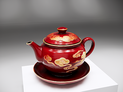 中式茶具 漆器 茶具 朱红器物 新中式 AIGC