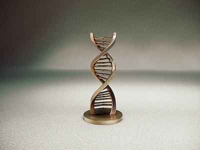 轻奢雕塑摆件 现代科学主题摆件 香槟金DNA雕塑 金属双螺旋摆件 科技DNA