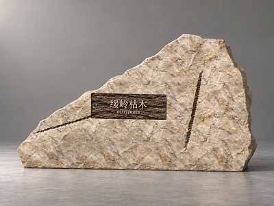新中式落地摆件 新中式木石景墙 郊野公园 原石木构景观