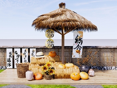 新中式景观艺术装置 秋日草垛美陈布置 秋收主题户外美陈 丰收节美陈布置 网红打卡点 乡村田园活动美陈