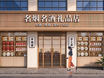 新中式烟酒店 烟酒店门头 礼品店门头 店铺门头