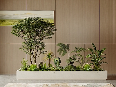 现代简约室内景观 室内景观 植物景观 植物堆