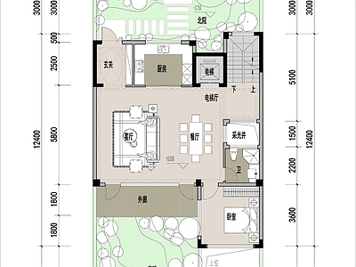 别墅建筑 3F合院别墅 252平联排别墅 3F类独栋联排