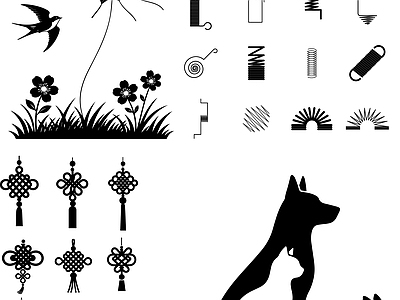 其他图库 剪影 贴图 花纹 线稿 中式