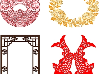 其他图库 花纹 剪影 贴图 线稿 中式
