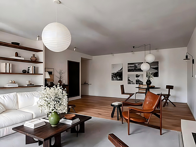 中古风客餐厅 沙发背景墙 装饰挂件