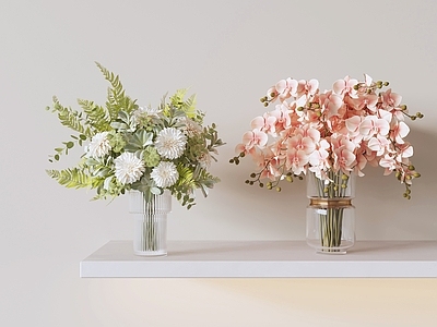 奶油风植物组合 花艺 花瓶