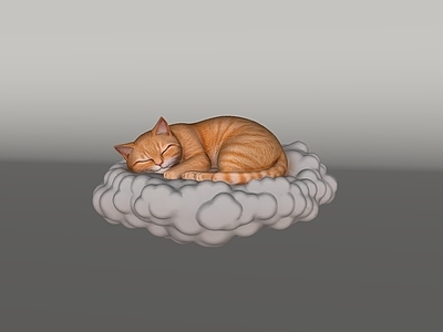 其他摆件 漂浮 橘猫 云朵 动物美陈 AIGC