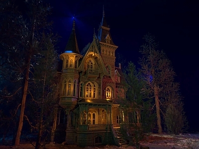 哥特式艺术风格建筑 万圣节房屋背景