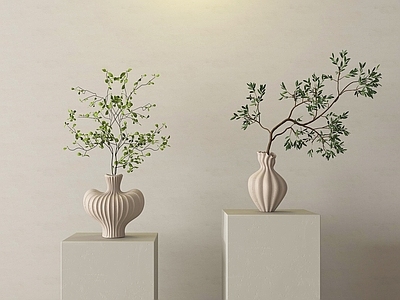 奶油风绿植摆件 现代花艺 花瓶 花艺