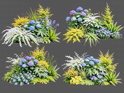现代主义花境 2D植物组合 花卉花镜 花草镜植物组合 花草花丛 地被花灌木球