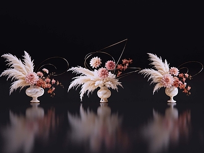 轻奢花境 2D现代轻奢花艺 现代侘寂花瓶花艺 法式复古花艺 高级感花艺 软装摆件