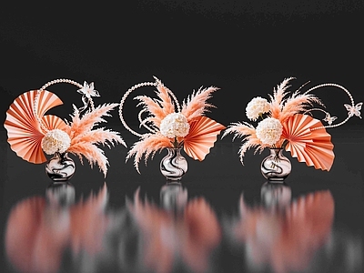 轻奢花境 2D现代轻奢花艺 现代侘寂花瓶花艺 法式复古花艺 高级感花艺 软装摆件
