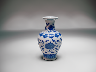 中式花瓶 中式青花莲瓶 青花缠枝莲赏瓶 蓝白瓷莲纹花瓶 缠枝莲花瓷瓶 AIGE青花赏瓶