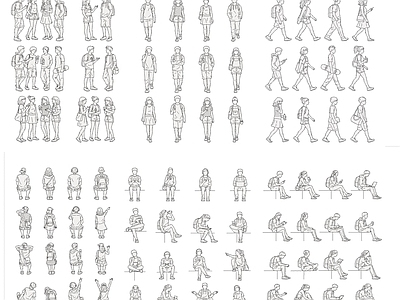 人物 人物模型 人物素材 人物线稿 人物立面 人物图块