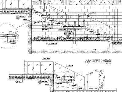 楼梯节点 坡道钢架楼梯详图