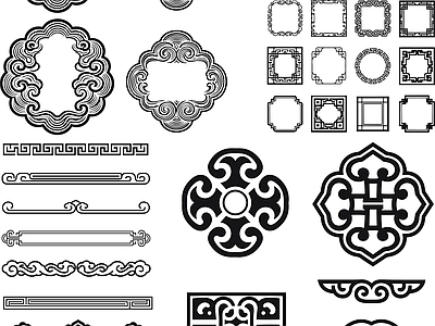 其他图库 花纹 纹理 线稿 贴图 中式