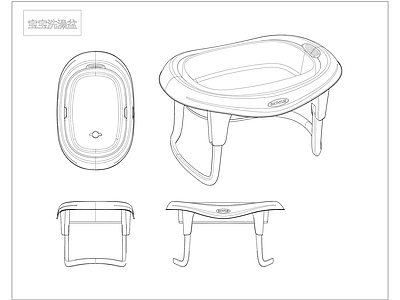其他图库 生活用品 洗浴 宝宝洗澡盆 线稿