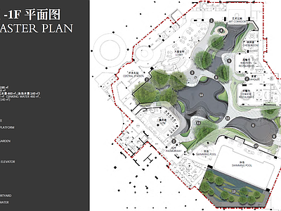 景观平面图 杭州中海万潮玖序 示范区景观 三层 峡谷绿洲空中浮岛 平面图