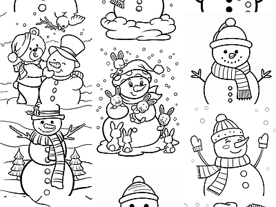 人物 雪人立面 雪人模型 雪人图块 雪人线稿