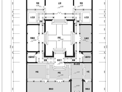 别墅 四合院平面布置图 农村别墅平面图 乡村自建房平面图