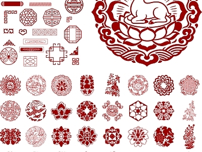 其他图库 花纹 剪影 贴图 线稿 中式