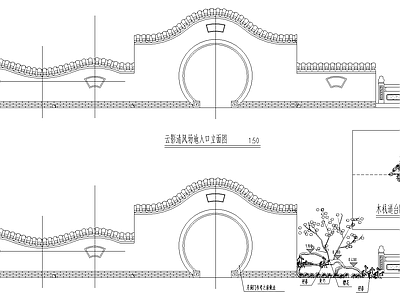 窗节点 中式月洞门景窗