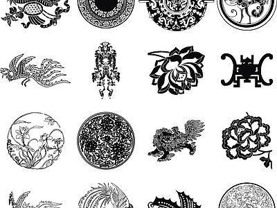 其他图库 花纹 雕刻 中式甲骨 贴图 线稿