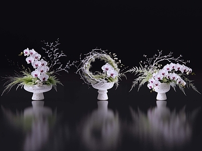 极简花境 2D现代轻奢花艺 现代侘寂花瓶花艺 法式复古花艺 高级感花艺 软装摆件