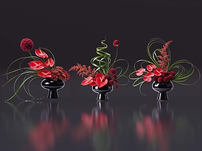 现代花境 2D现代轻奢花艺 现代侘寂花瓶花艺 法式复古花艺 高级感花艺 软装摆件