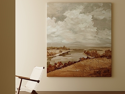 奶油风油画 中古侘寂风挂画