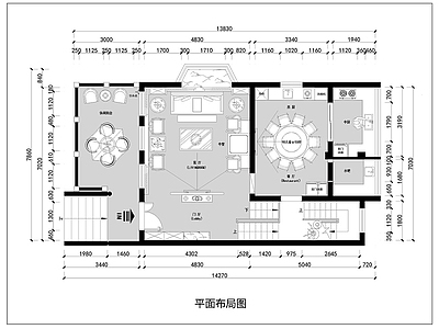 别墅 别墅住宅平面图 农村自建房平面图 大宅大平层平面图