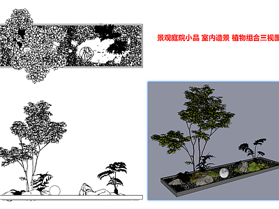 综合植物图库 景观造景 植物组合 石头 景观树 植物堆