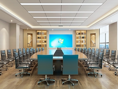 现代简约会议室 现代会议室 大型会议室 办公会议室 会议桌椅