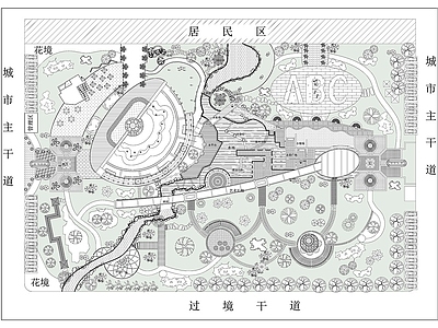 口袋公园 公园景观平面图 园林景观平面图 园艺景观小品 户外小游园景观