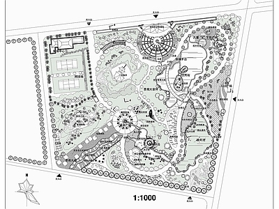 口袋公园 公园景观平面图 园林景观平面图 园艺景观小品 户外小游园景观