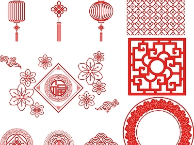 其他图库 花纹 花纹线稿 贴图 中式 简约
