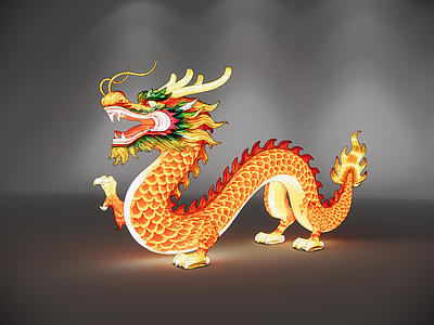 中式雕塑摆件 龙灯 传统中式 彩灯 花灯 AIGC