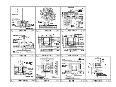 综合景观图库 景观灯具安装大样 景观灯具基础 景观灯具安装节点
