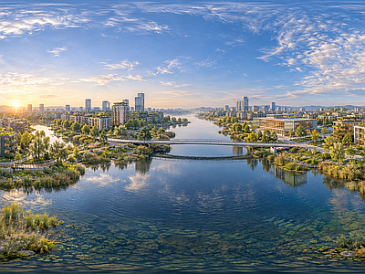 户外HDR 城市绿洲生态全景