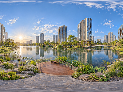 户外HDR 城市绿洲生态全景